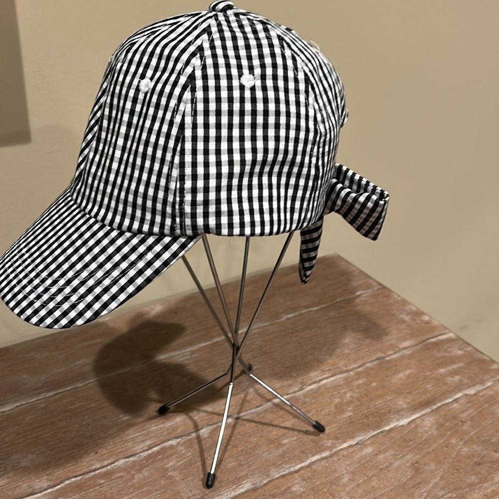 Black and White Checkered Cap with bow